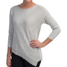 62%OFF レディースカジュアルセーター 8月シルク縦ストライプセーター - 非対称裾、エルボースリーブ（女性用） August Silk Vertical Stripe Sweater - Asymmetrical Hem Elbow Sleeve (For Women)画像